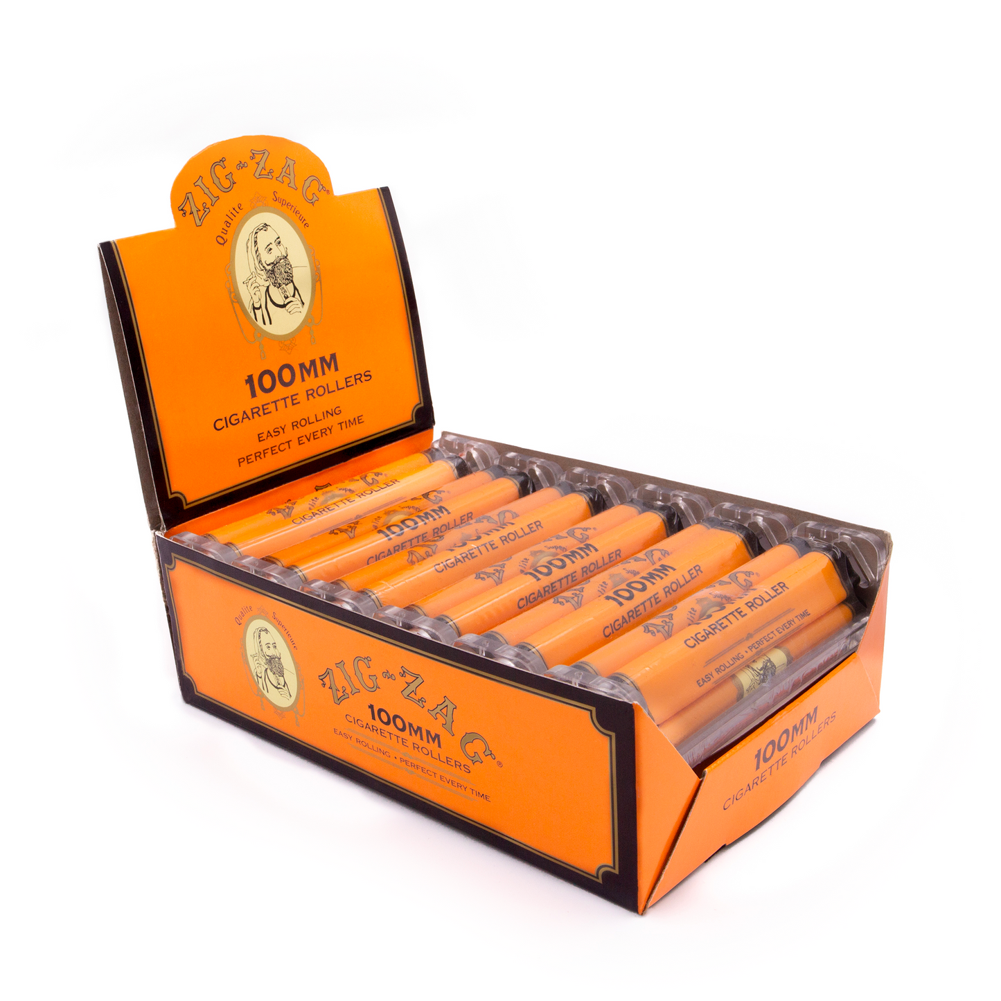 FULL BOX ZIG-ZAG 100 MM CIGARETTE ROLLERS ORANGE 12 PACKS