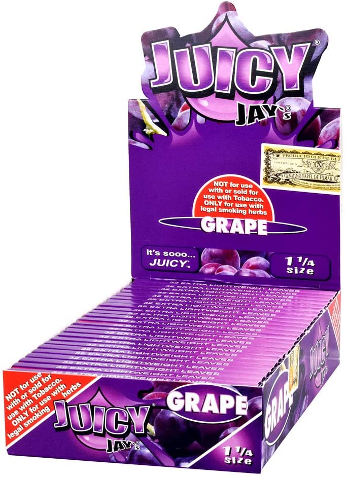 GRAPE JUICY JAY'S ROLLING PAPERS 24 PACKS 32 LEAVES/PACK 1 ¼ SIZE