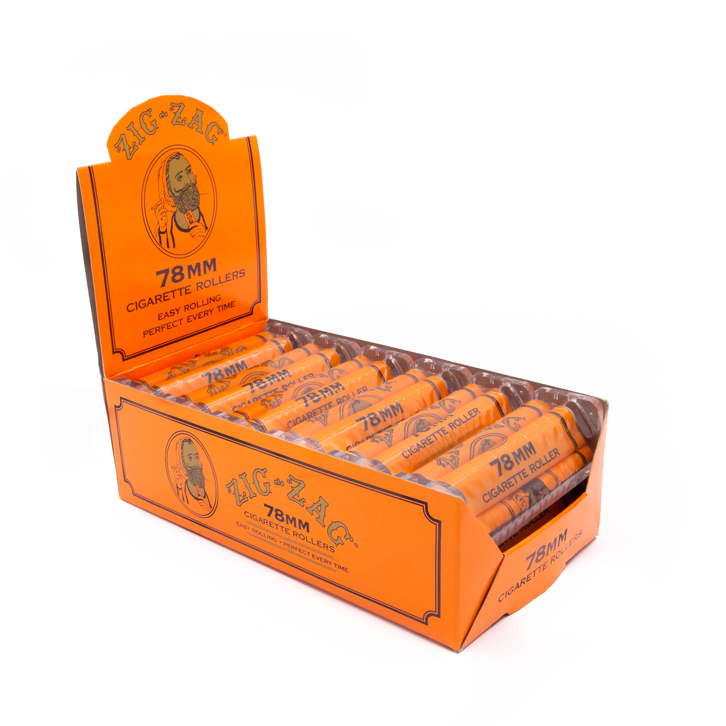 FULL BOX ZIG-ZAG 78 MM CIGARETTE ROLLERS ORANGE 12 PACKS