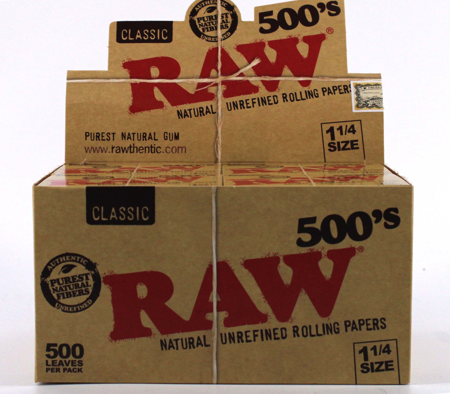 RAW CLASSIC NATURAL UNREFINED ROLLING PAPERS 500'S 1 1/4 SIZE