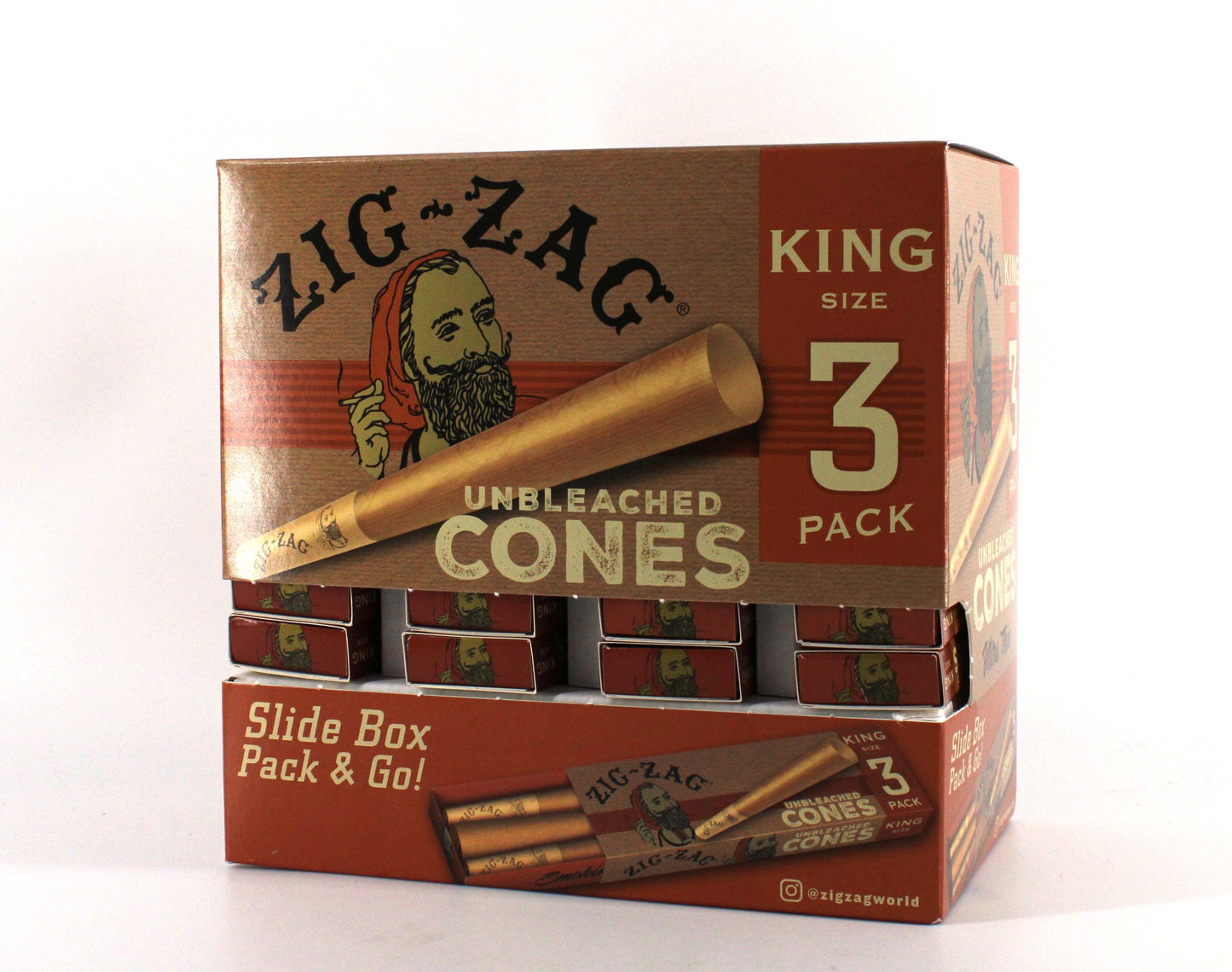 FULL BOX ZIG ZAG UNBLEACHED CONES KING SIZE 36 PACKS