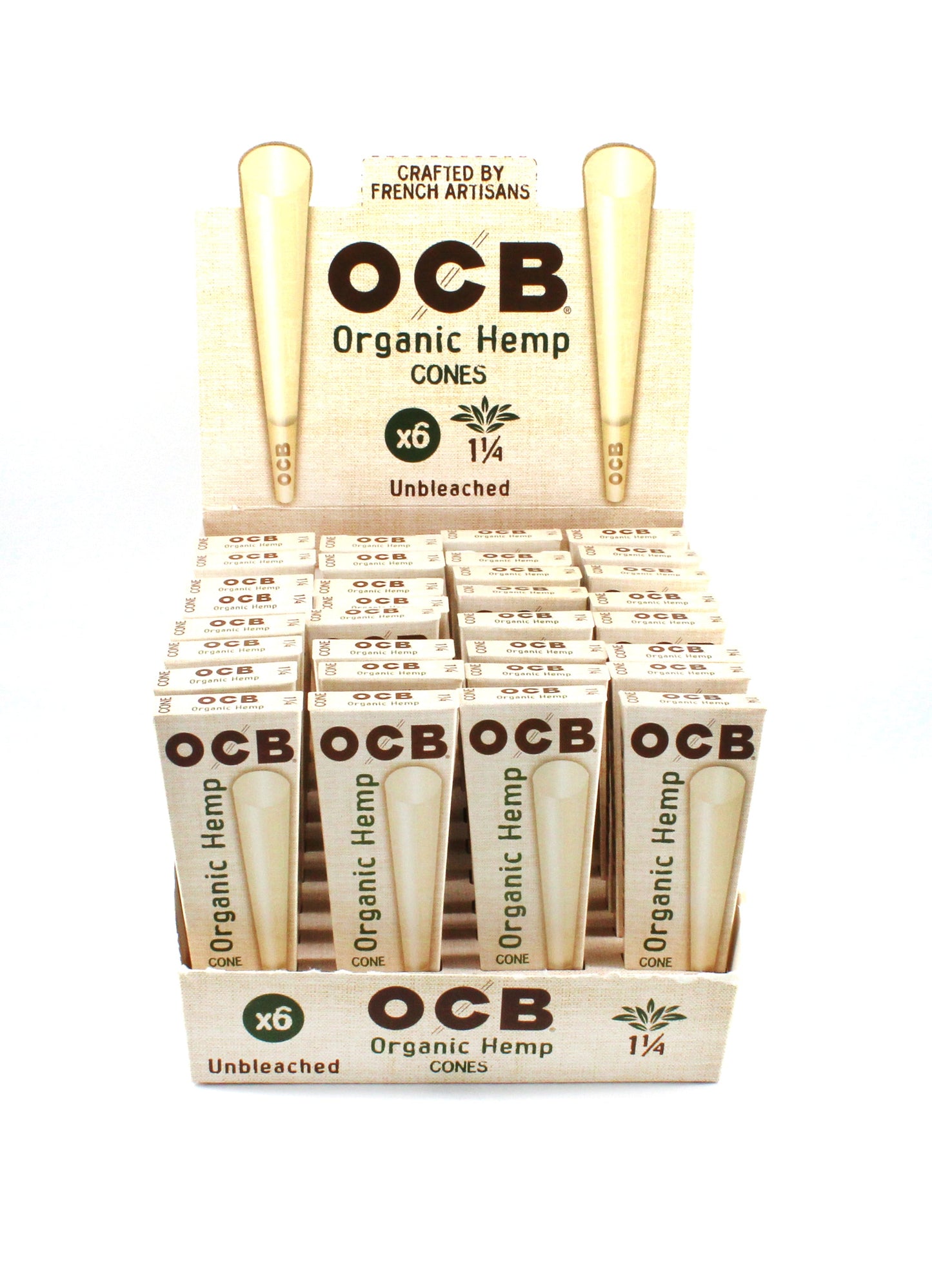 OCB ORGANIC HEMP UNBLEACHED CONES 1 ¼ SIZE (32CT)