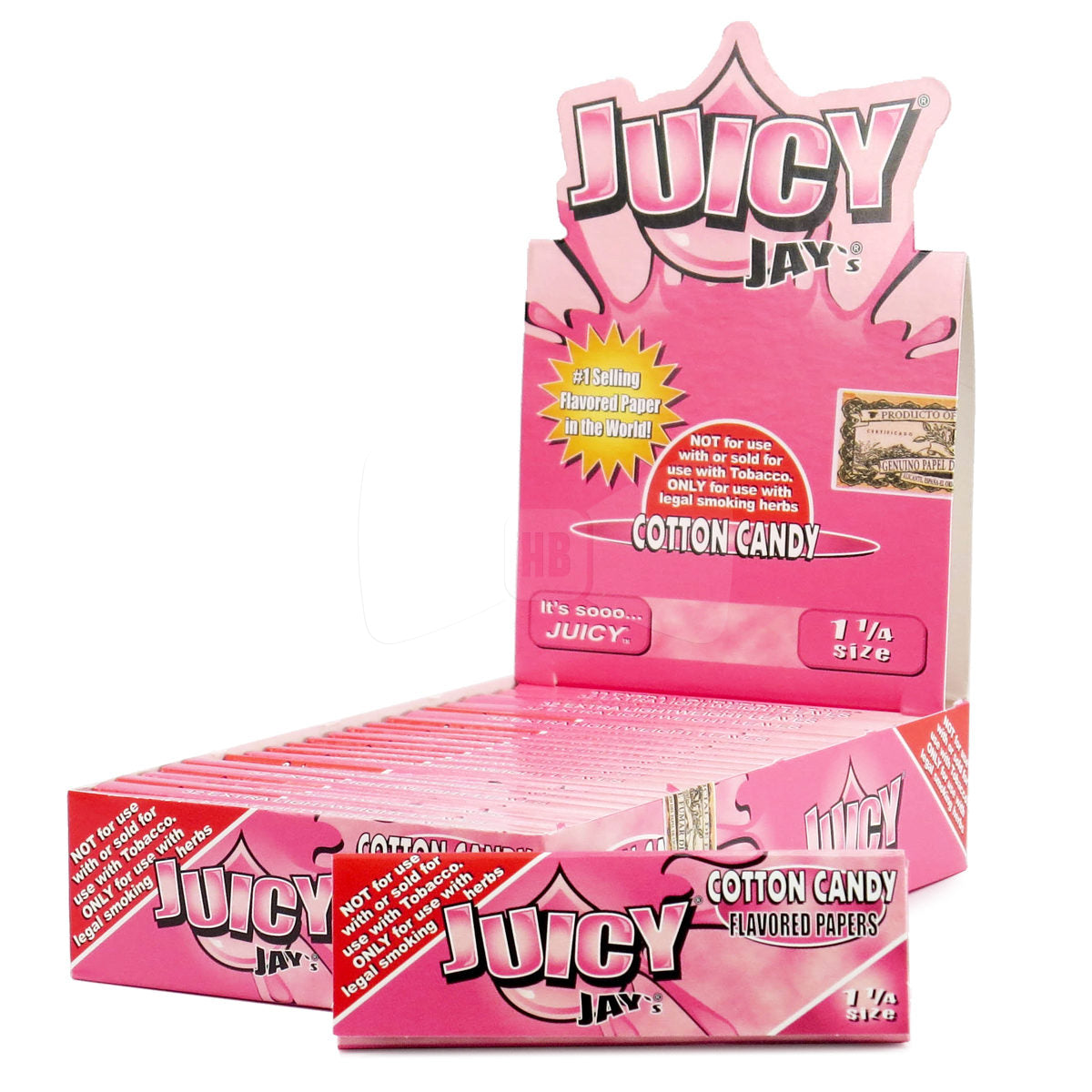 COTTON CANDY JUICY JAY'S ROLLING PAPERS 24 PACKS 32 LEAVES/PACK 1 ¼ SIZE