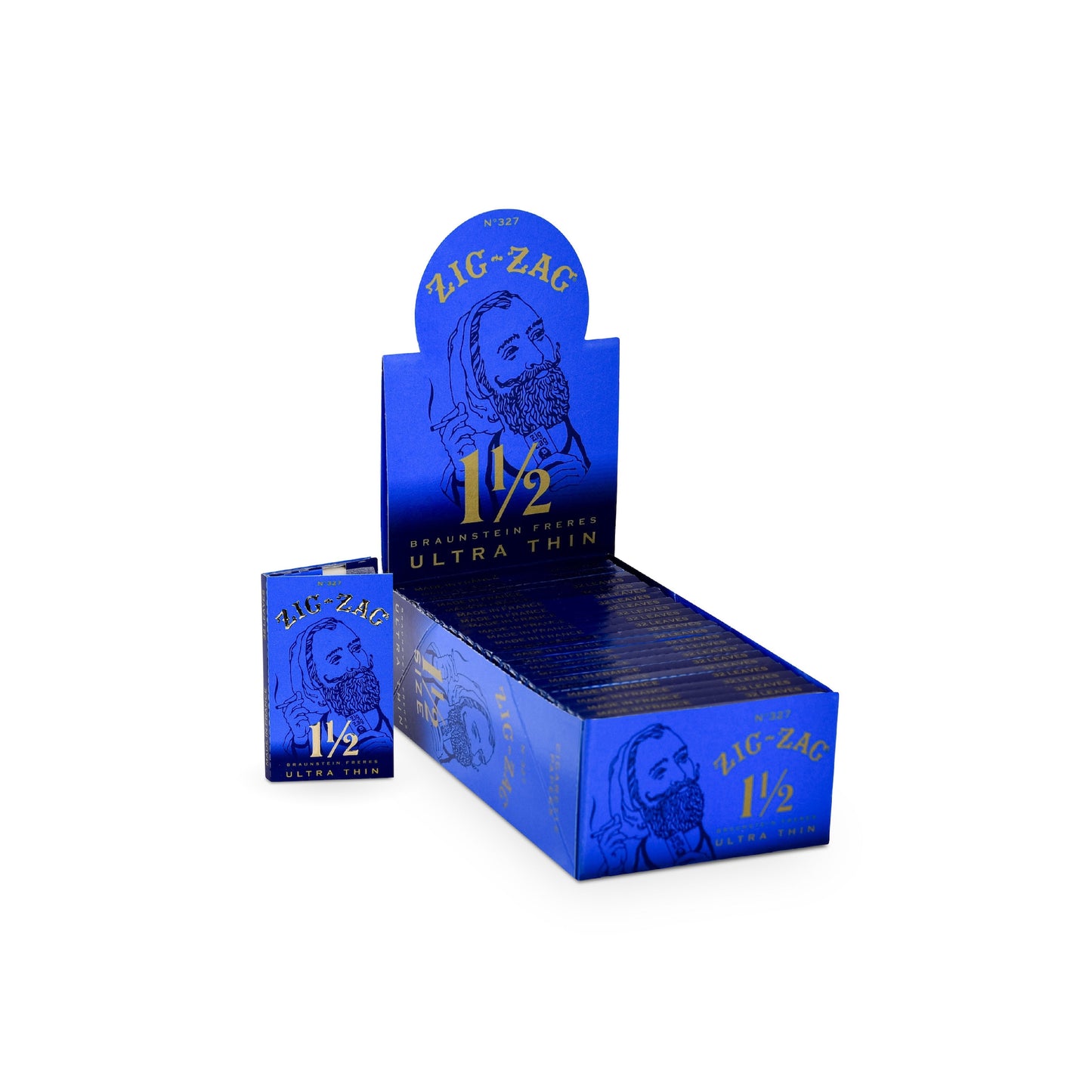 FULL BOX OF ZIG-ZAG ROLLING PAPERS 1 1/2 SIZE BLUE ULTRA THIN 24 BOOKLETS