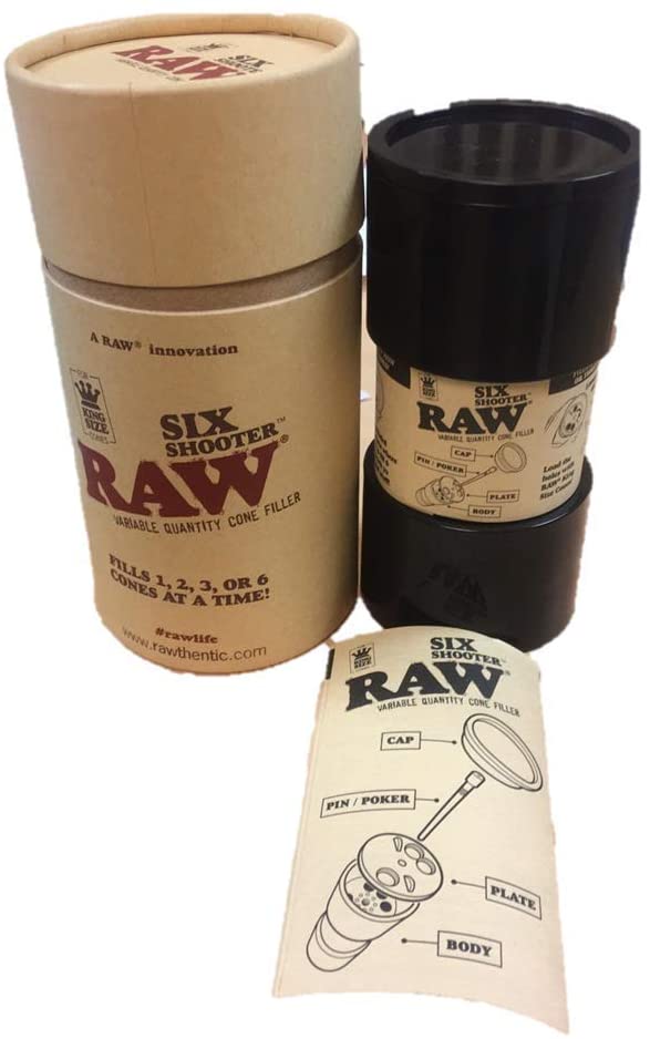RAW SIX SHOOTER FOR KING SIZE CONES, CONE LOADER FILLING DEVICE UP TO 6 CONES
