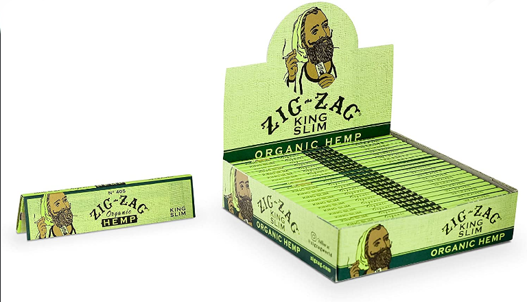 FULL BOX ZIG-ZAG KING SLIM ORGANIC HEMP PAPERS 24 BOOKLETS