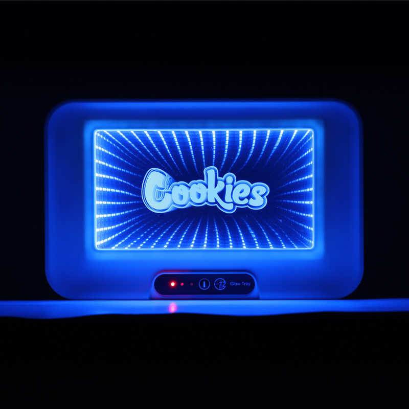 3D RGB LED LIGHT UP GLOW ROLLING TRAY with Speaker - 12 in. x 7 1/2 in.