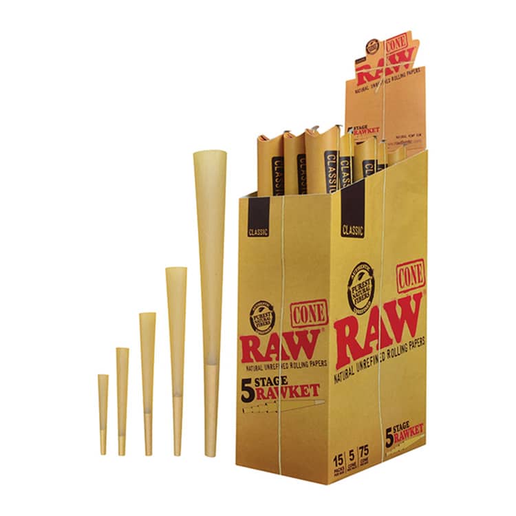2 + 1 FREE OF RAW 5 STAGE RAWKET CLASSIC NATURAL UNREFINED ROLLING PAPERS