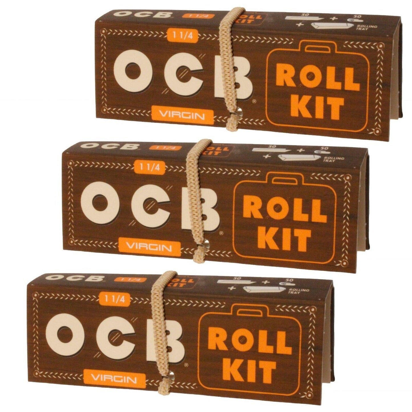 OCB UNBLEACHED ROLLING PAPERS + TIPS + TRAY 1 ¼ SIZE 20 ROLL KITS