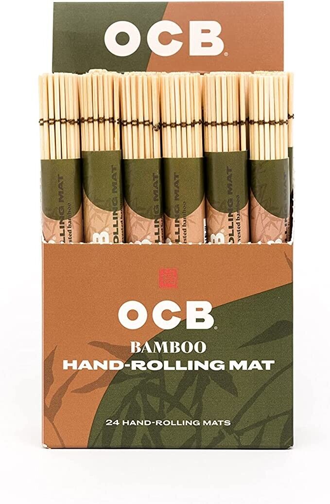 OCB BAMBOO HAND ROLLING MAT WORKS WITH ANY SIZED ROLLING PAPER (24 PACK)