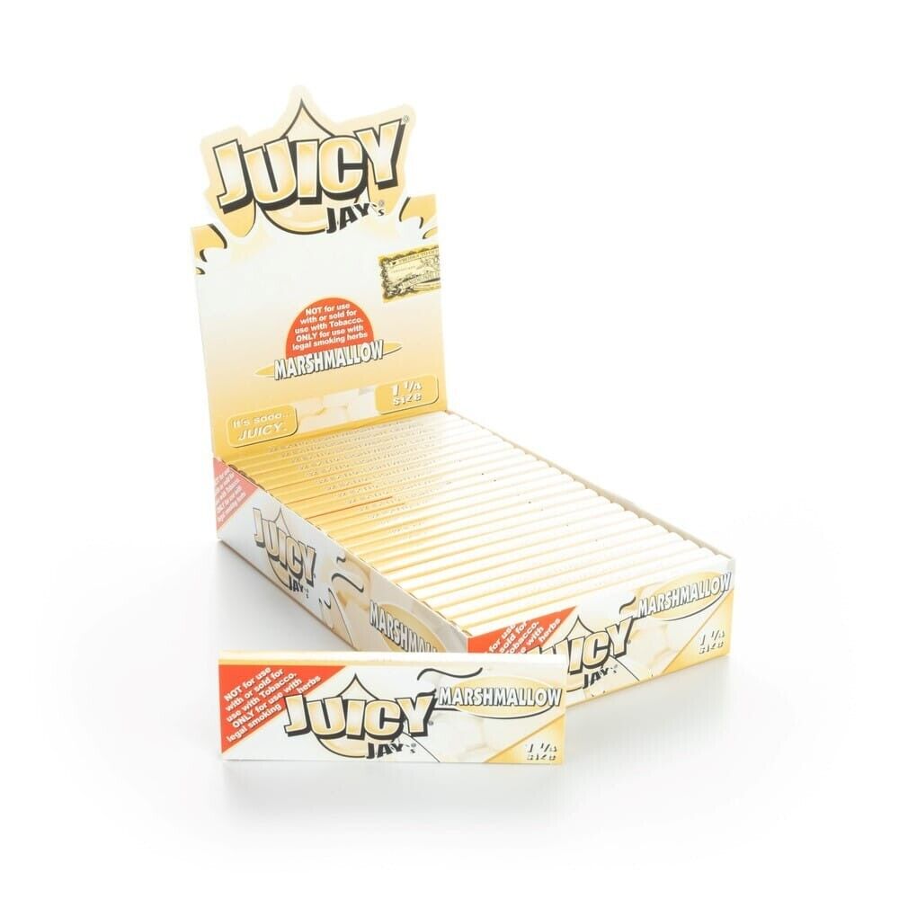 MARSHMALLOW JUICY JAY'S ROLLING PAPERS 24 PACKS 32 LEAVES/PACK 1 ¼ SIZE