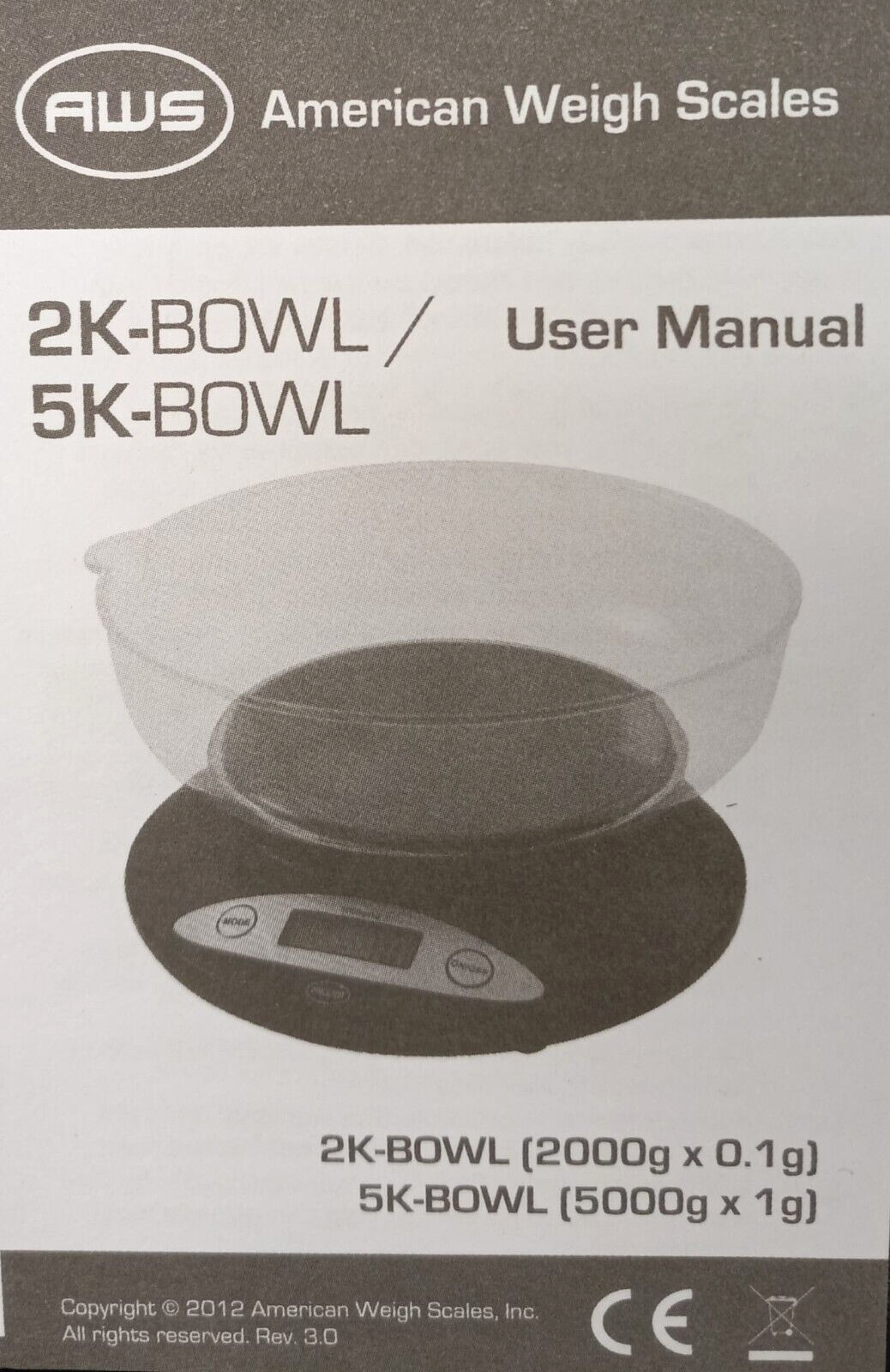 5K-BOWL KITCHEN SCALE LARGE REMOVABLE PLASTIC BOWL 10 YEAR WARRANTY