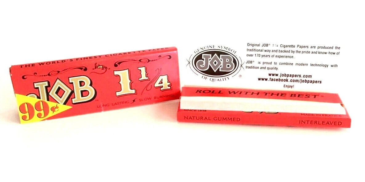 JOB ORANGE 1 1/4 SIZE SLOW BURNING CIGARETTE ROLLING PAPER 100 BOOKLETS