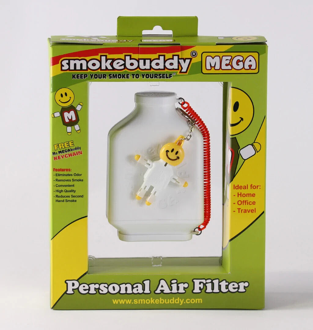 BRAND NEW SEALED BOX SMOKE BUDDY MEGA PERSONAL AIR FILTER, WITH KEYCHAIN (1CT)