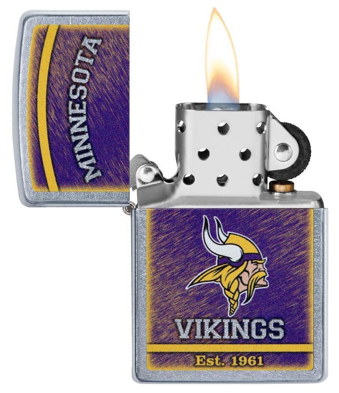 ZIPPO ®NFL MN VIKINGS LIGHTER, NEW ADDITION, STREET CHROME ZIPPO LIGHTER