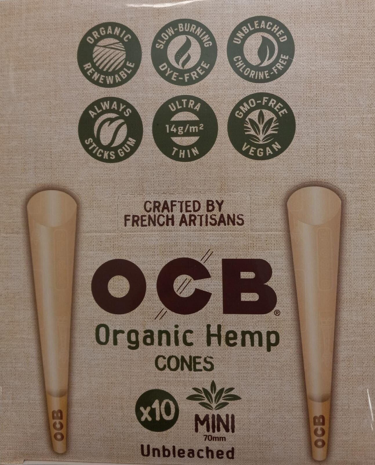 OCB UNBLEACHED ORGANIC HEMP CONES MINI SIZE (32CT)