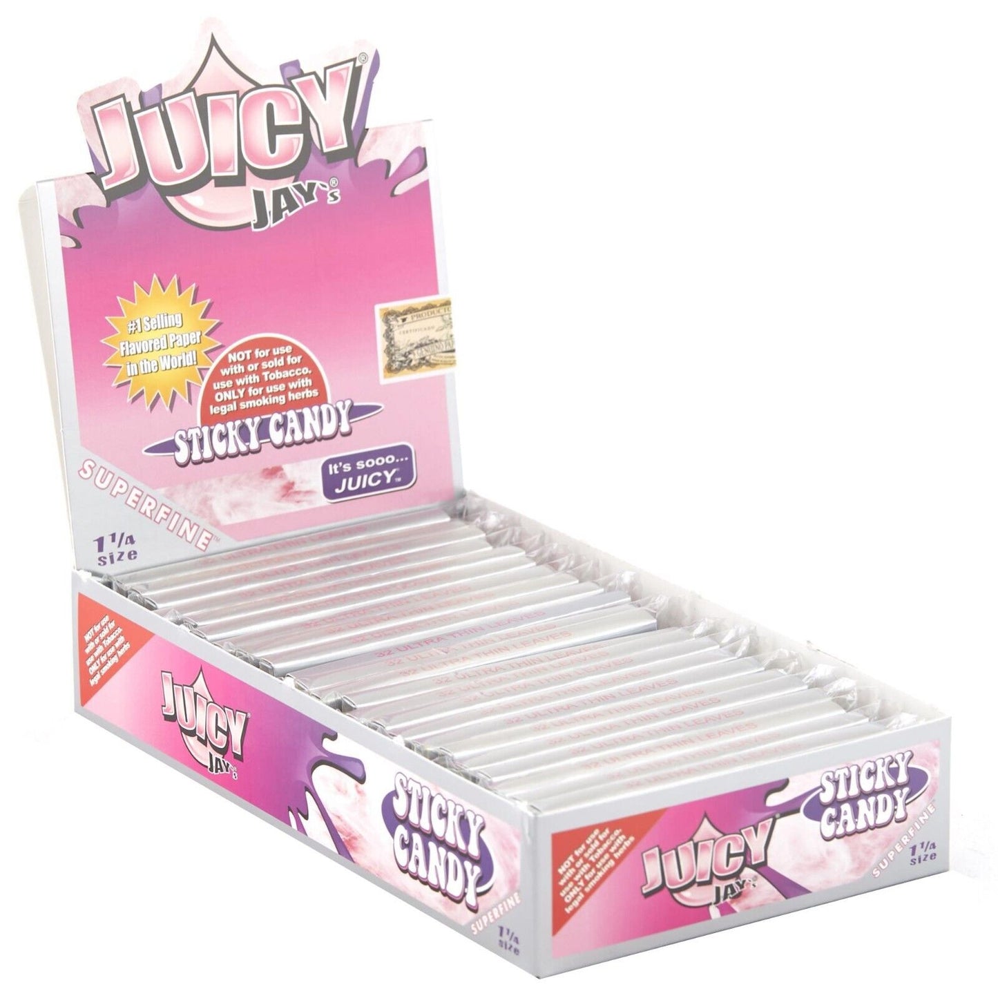 STICKY CANDY JUICY JAY'S ROLLING PAPER 24 PACKS 1 ¼ SIZE
