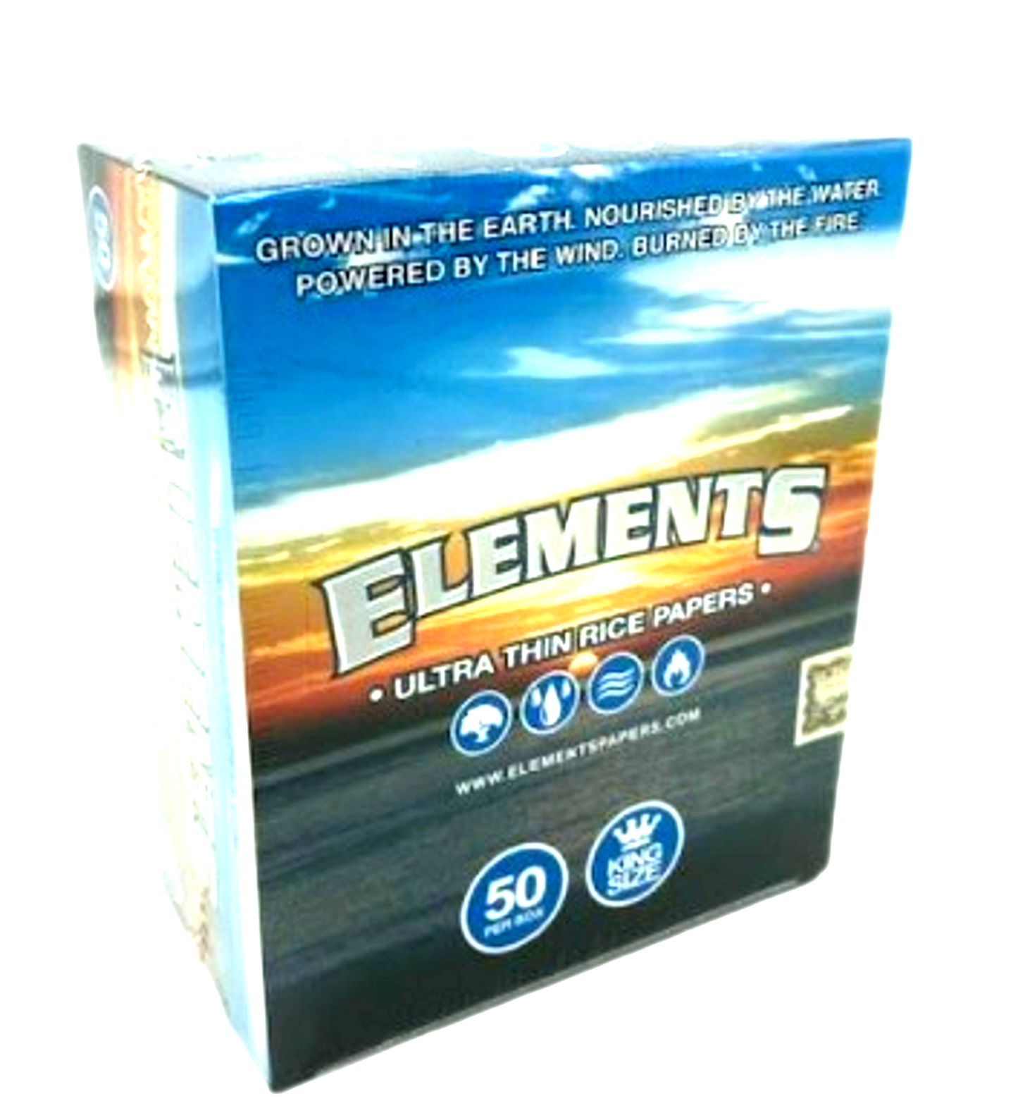 FULL BOX ELEMENTS ULTRA THIN RICE PAPER KING SIZE 50 PER BOX