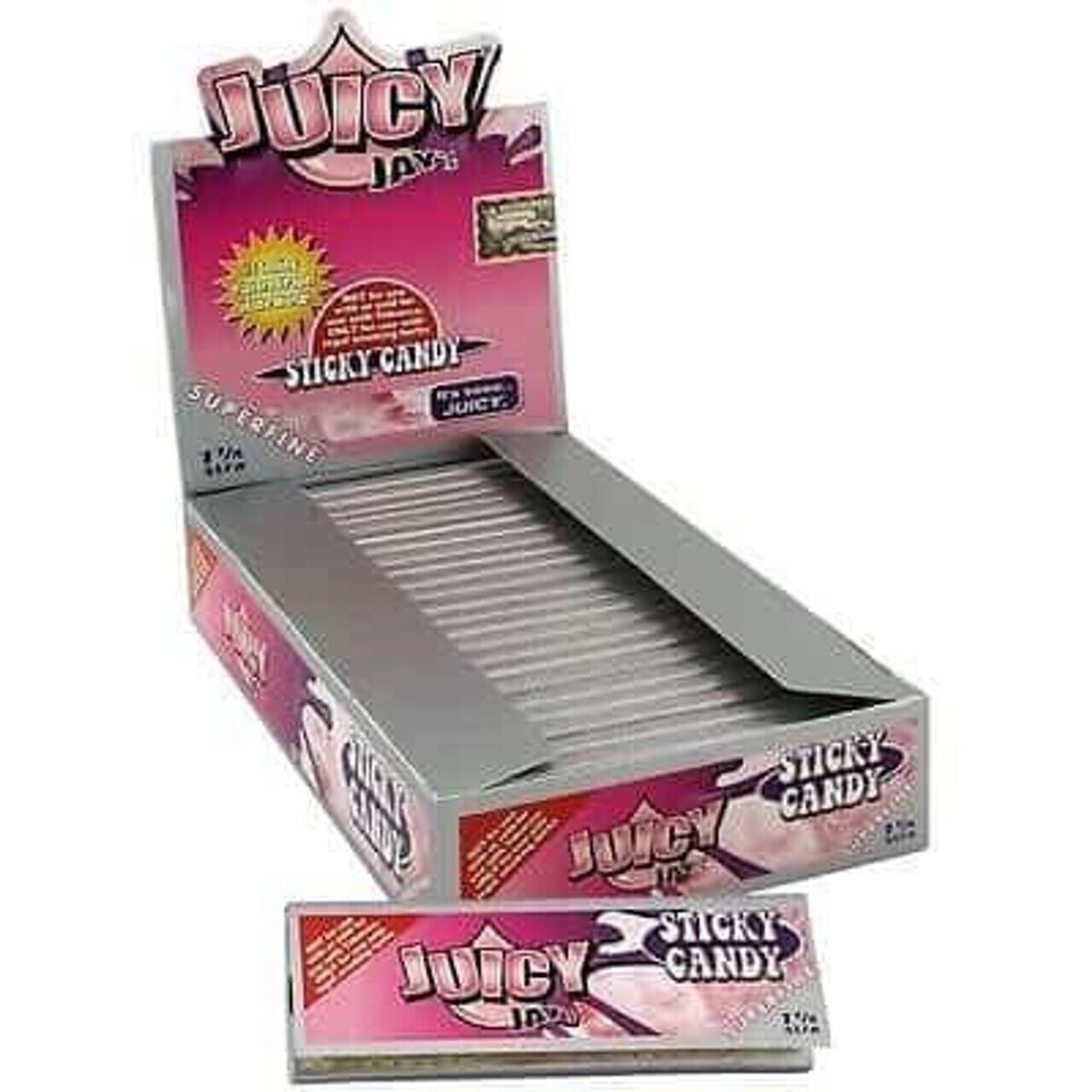 STICKY CANDY JUICY JAY'S ROLLING PAPER 24 PACKS 1 ¼ SIZE