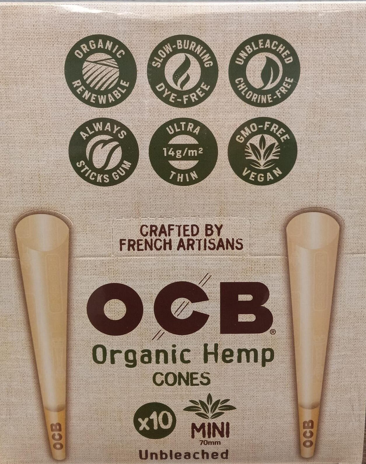 OCB UNBLEACHED ORGANIC HEMP CONES MINI SIZE (32CT)