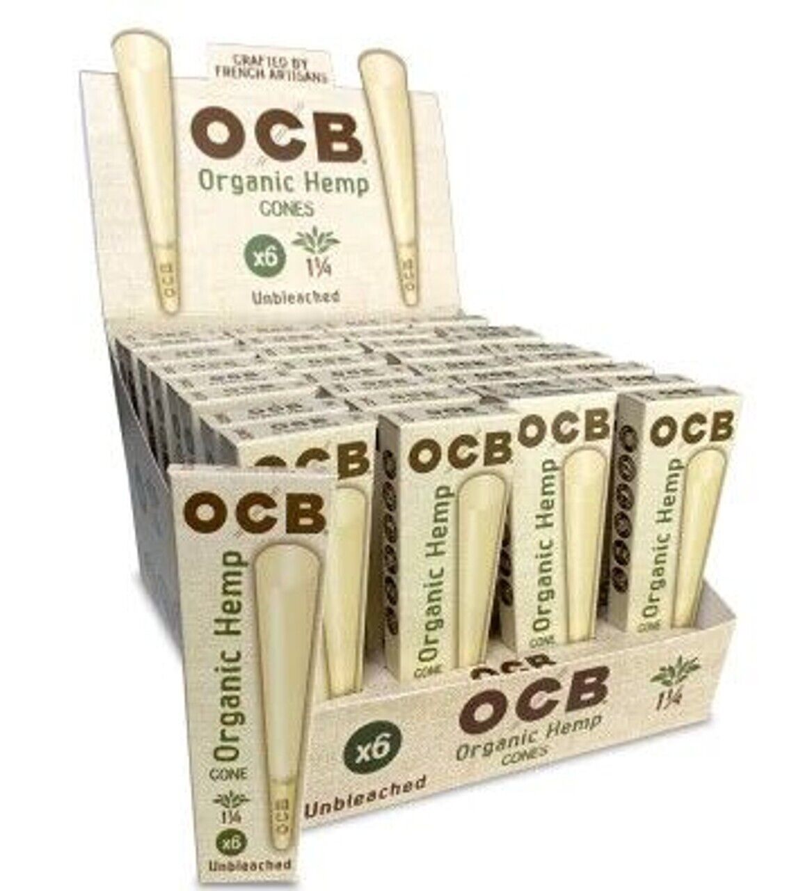OCB ORGANIC HEMP UNBLEACHED CONES 1 ¼ SIZE (32CT)