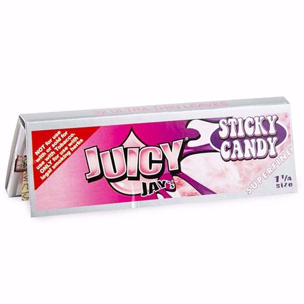 STICKY CANDY JUICY JAY'S ROLLING PAPER 24 PACKS 1 ¼ SIZE