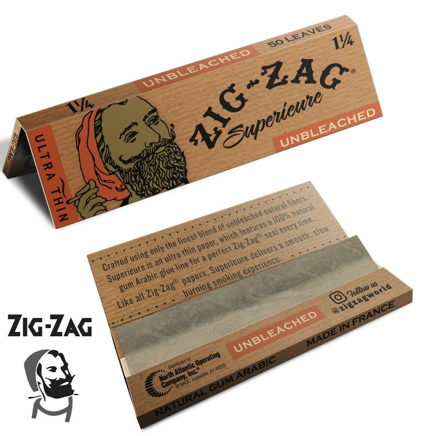FULL BOX ZIG ZAG UNBLEACHED SUPERIEURE PAPERS 1 ¼ SIZE 48 BOOKLETS