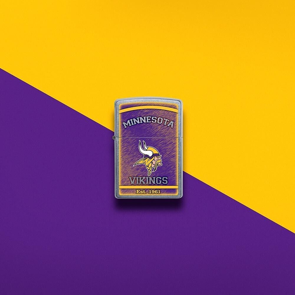 ZIPPO ®NFL MN VIKINGS LIGHTER, NEW ADDITION, STREET CHROME ZIPPO LIGHTER