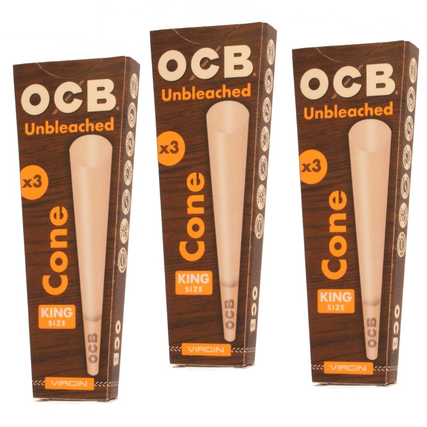 OCB VIRGIN UNBLEACHED CONES KING SIZE (32CT)