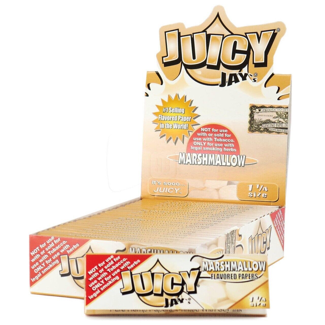 MARSHMALLOW JUICY JAY'S ROLLING PAPERS 24 PACKS 32 LEAVES/PACK 1 ¼ SIZE