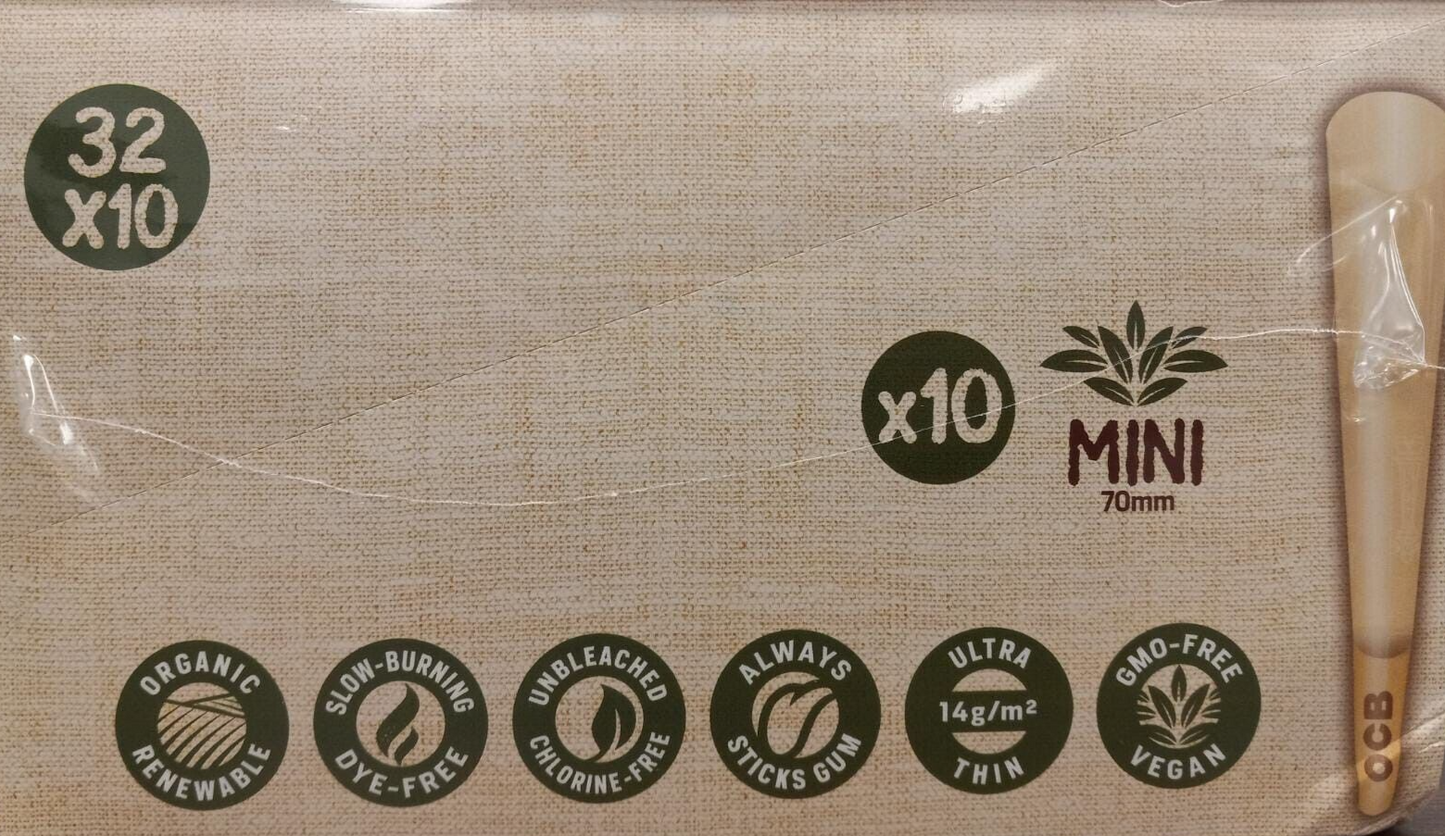 OCB UNBLEACHED ORGANIC HEMP CONES MINI SIZE (32CT)