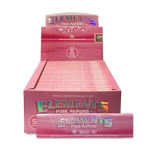 FULL BOX 50 PACKS of "ELEMENTS PINK" KING SIZE SLIM ROLLING PAPERS