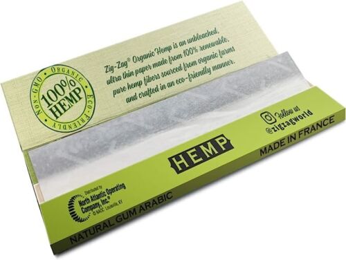 FULL BOX ZIG-ZAG KING SLIM ORGANIC HEMP PAPERS 24 BOOKLETS