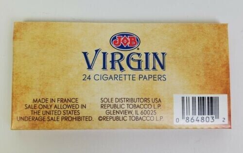 JOB VIRGIN ALL NATURAL ROLLING PAPERS 1 1/2 SIZE FULL BOX 24 BOOKLETS