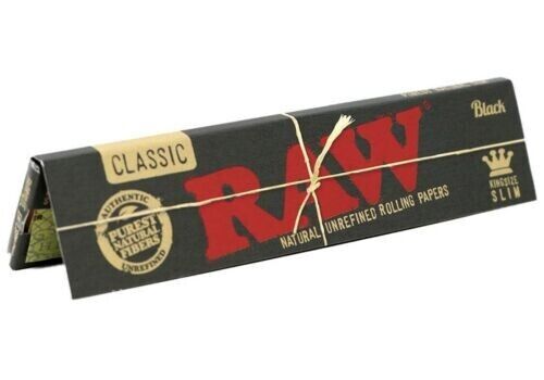 RAW BLACK CLASSIC KING SIZE SLIM NATURAL ROLLING PAPERS 50 PACKS BOX AUTHENTIC