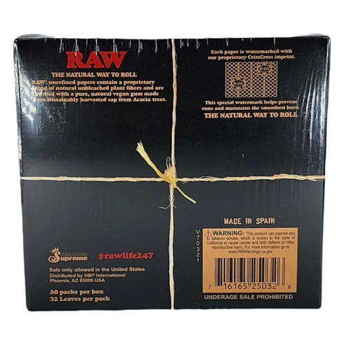 RAW BLACK CLASSIC KING SIZE SLIM NATURAL ROLLING PAPERS 50 PACKS BOX AUTHENTIC