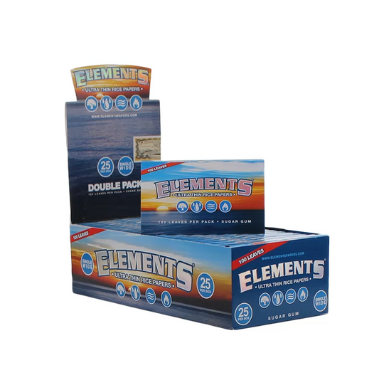 ELEMENTS SINGLE WIDE ULTRA THIN RICE ROLLING PAPERS DOUBLE PACK 25 PACKS