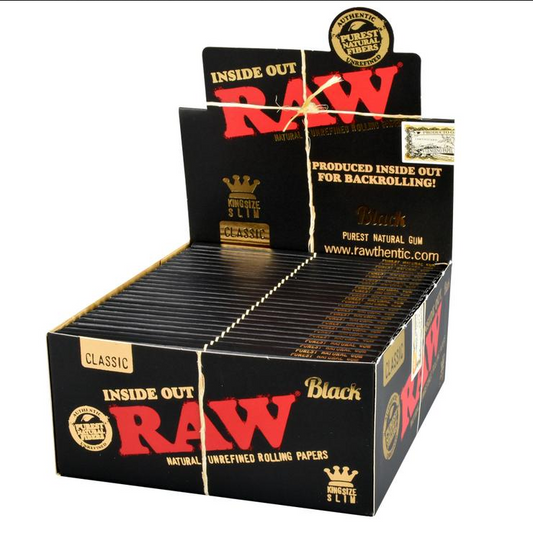 RAW BLACK CLASSIC KING SIZE SLIM NATURAL ROLLING PAPERS 50 PACKS BOX AUTHENTIC