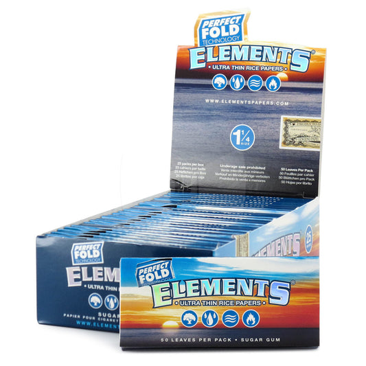 Elements 1-1/4 Perfect Fold Rolling Paper Ultra Thin Rice (25ct)