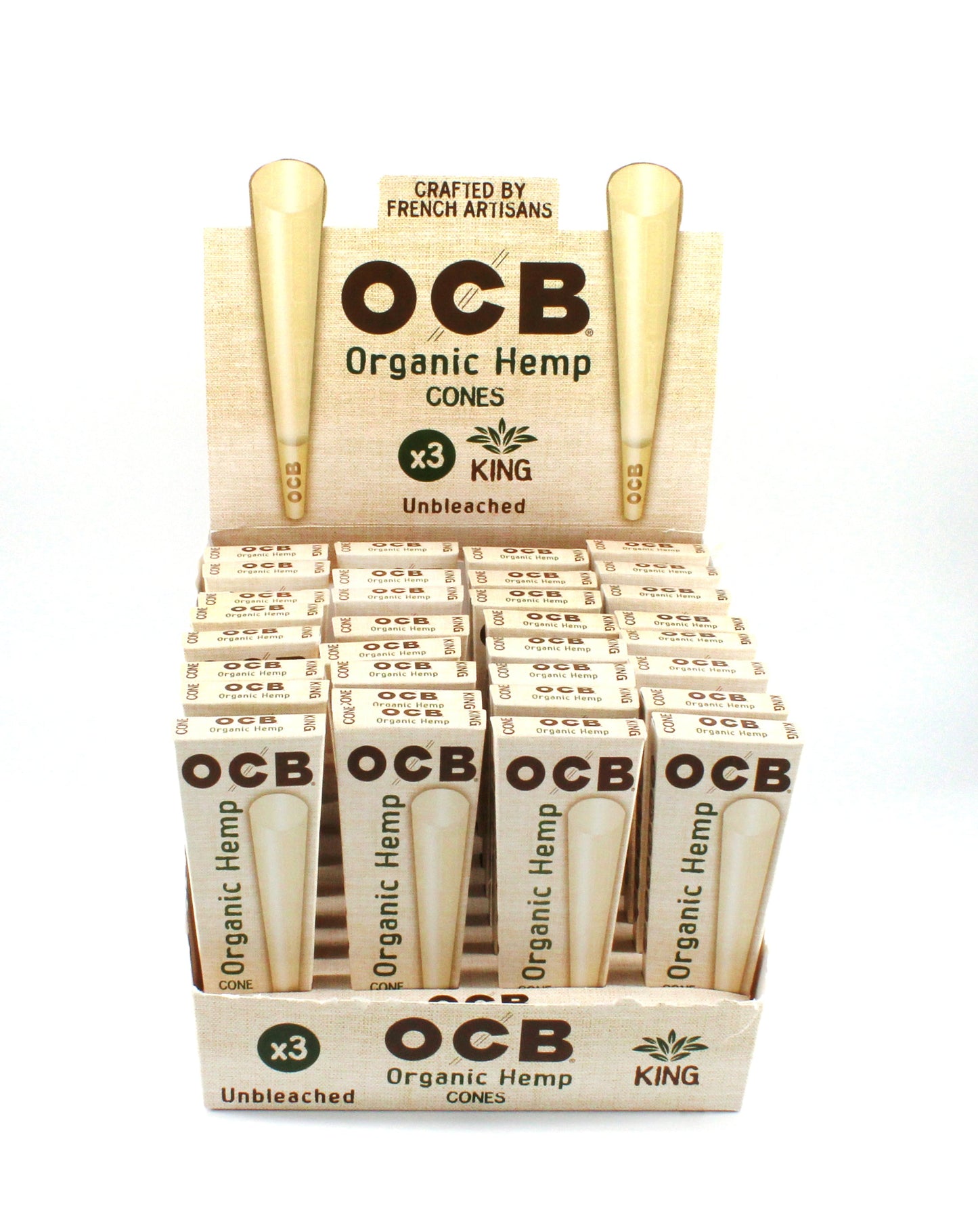 OCB UNBLEACHED ORGANIC HEMP CONES KING SIZE (32CT)