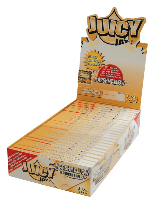MARSHMALLOW JUICY JAY'S ROLLING PAPERS 24 PACKS  32 LEAVES/PACK 1 ¼ SIZE