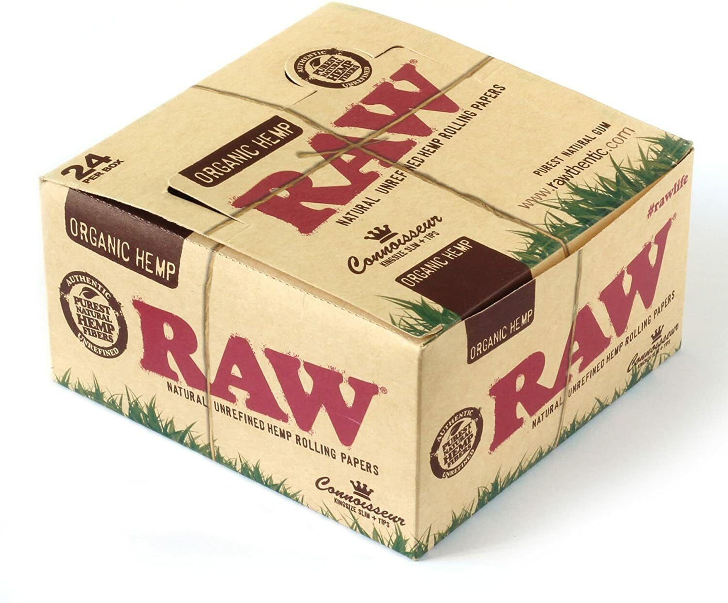 24 X RAW CONNOISSEUR KINGSIZE + TIPS ORGANIC HEMP NATURAL HEMP ROLLING PAPERS