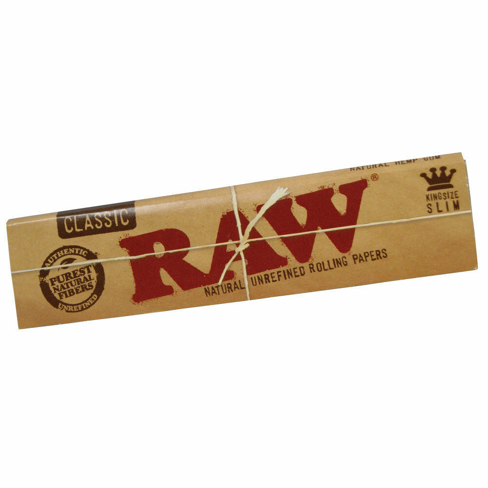 50 X RAW CLASSIC KINGSIZE SLIM NATURAL UNRINED ROLLING PAPERS