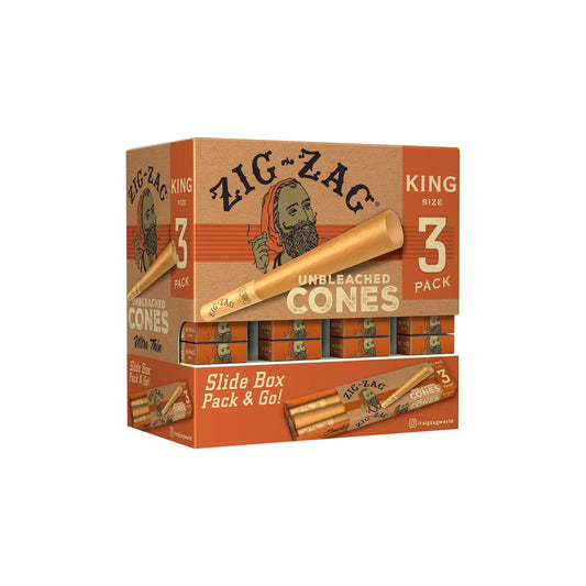 FULL BOX ZIG ZAG UNBLEACHED CONES KING SIZE 36 PACKS