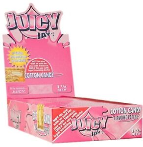 COTTON CANDY JUICY JAY'S ROLLING PAPERS 24 PACKS 32 LEAVES/PACK 1 ¼ SIZE