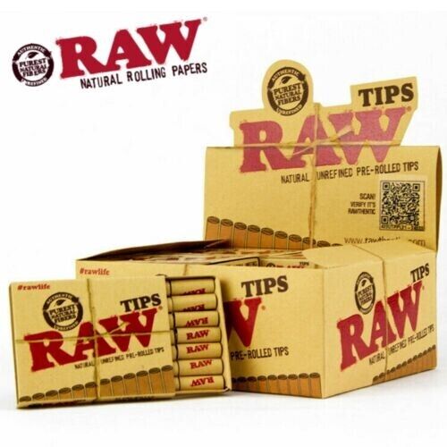 Full Box 20 Packs Raw Natural Unrefined Pre-Rolled Tips 21 Per Box  420 Total