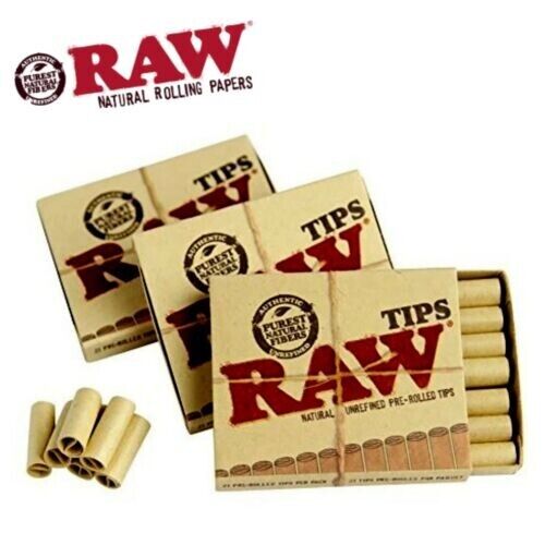 Full Box 20 Packs Raw Natural Unrefined Pre-Rolled Tips 21 Per Box  420 Total