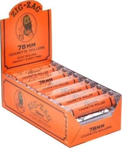 FULL BOX ZIG-ZAG 78 MM CIGARETTE ROLLERS ORANGE  12 PACKS